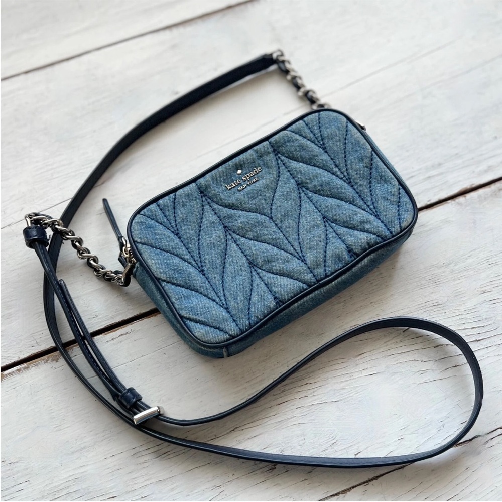 kate spade Denim Blue Quilted Crossbody Bag with Navy Trim - Picture 5 of 13